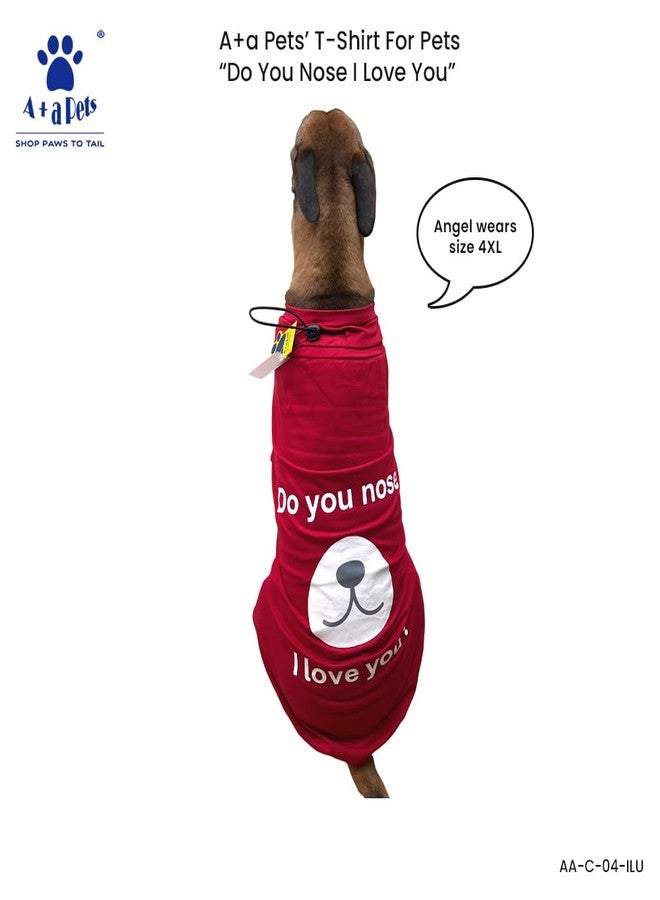 A+a Pets' Combo T-Shirt | Pet and Parent Pair Matching Set of 2 Cotton Funny Quote Tee Human Dog Cat Lover | Printed ILU (Black Human - Red Pet) (Human - XL, Pet - 5XL, Black Human - Red Pet) - Image 3